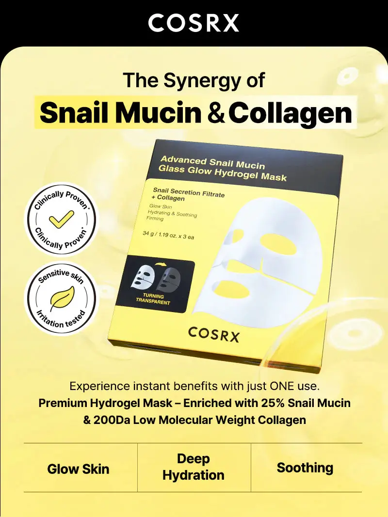 Advanced Snail Mucin Glass Glow Hydrogel Mask 3-Pack - Image 8