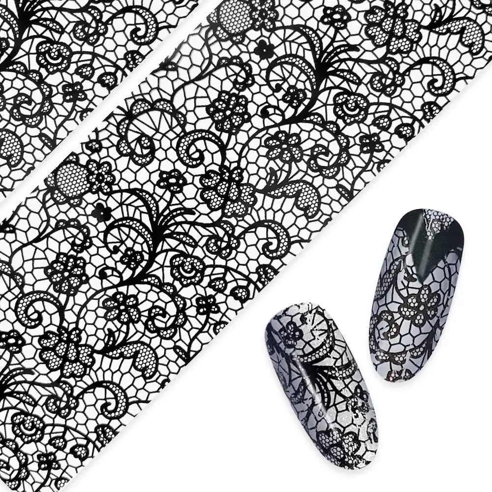 Nail Art Foil Paper Ornate Lace Black