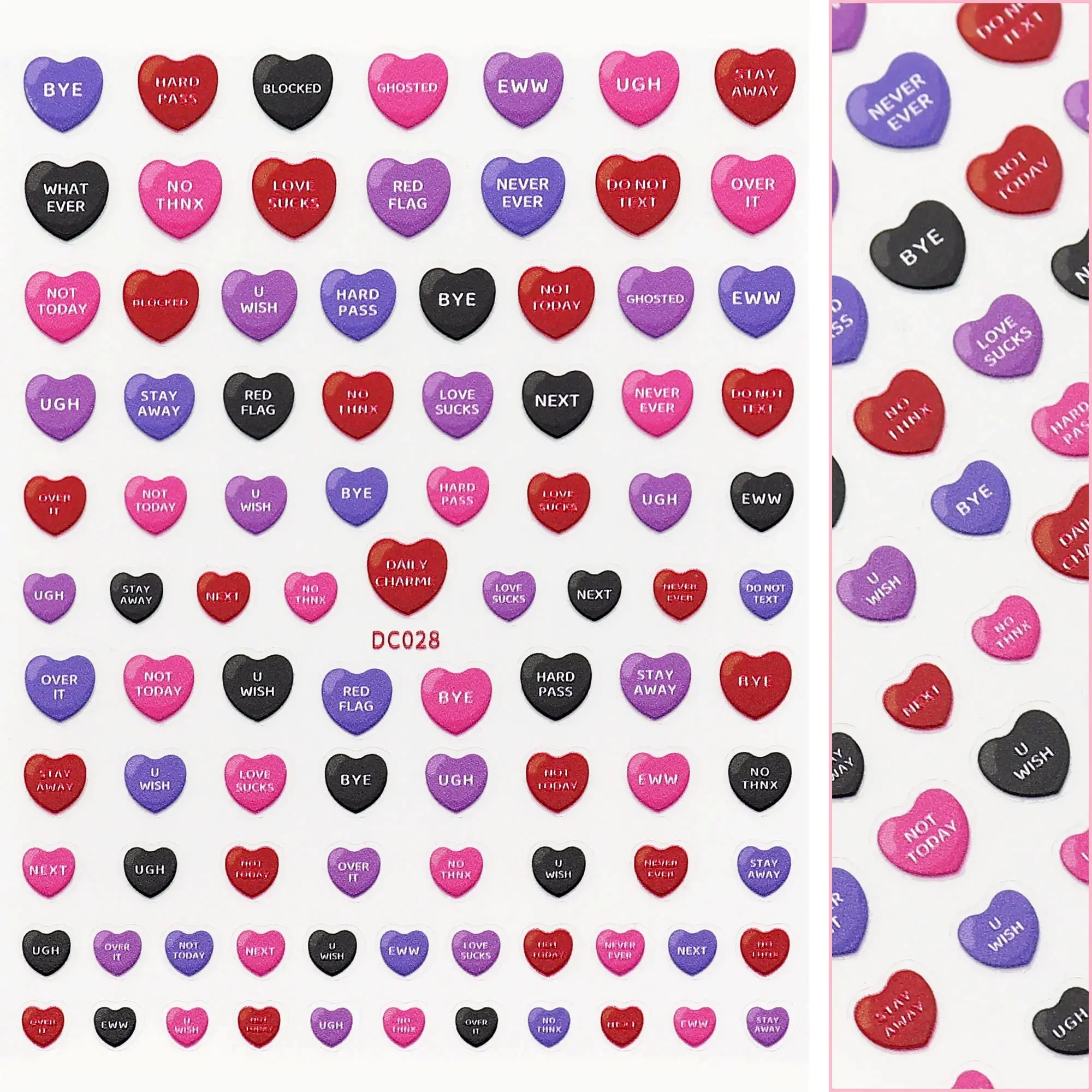 Valentine 3D Embossed Nail Art Sticker Anti-Sweet Talk