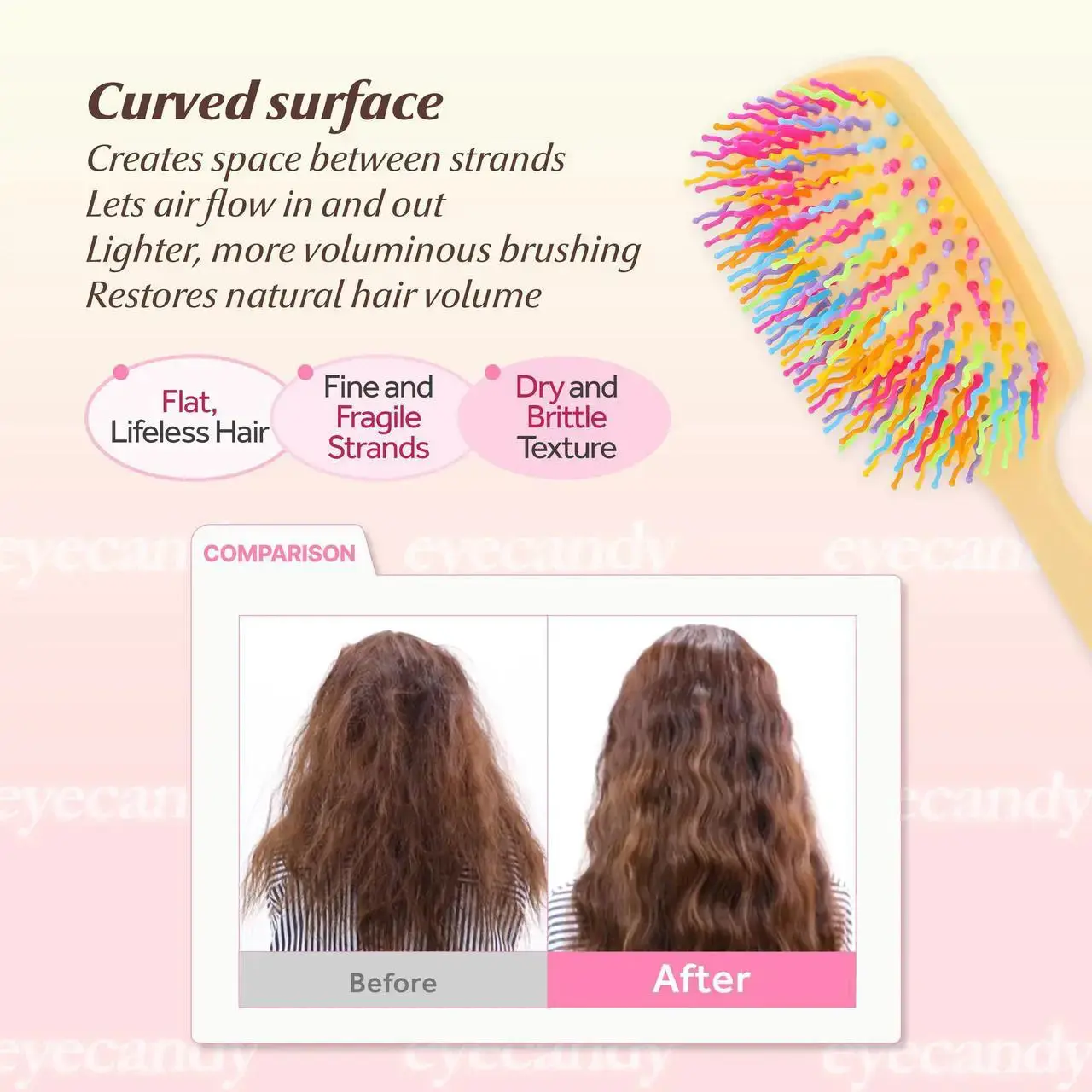 Rainbow Volume S Paddle Brush Neo Pink - Image 5