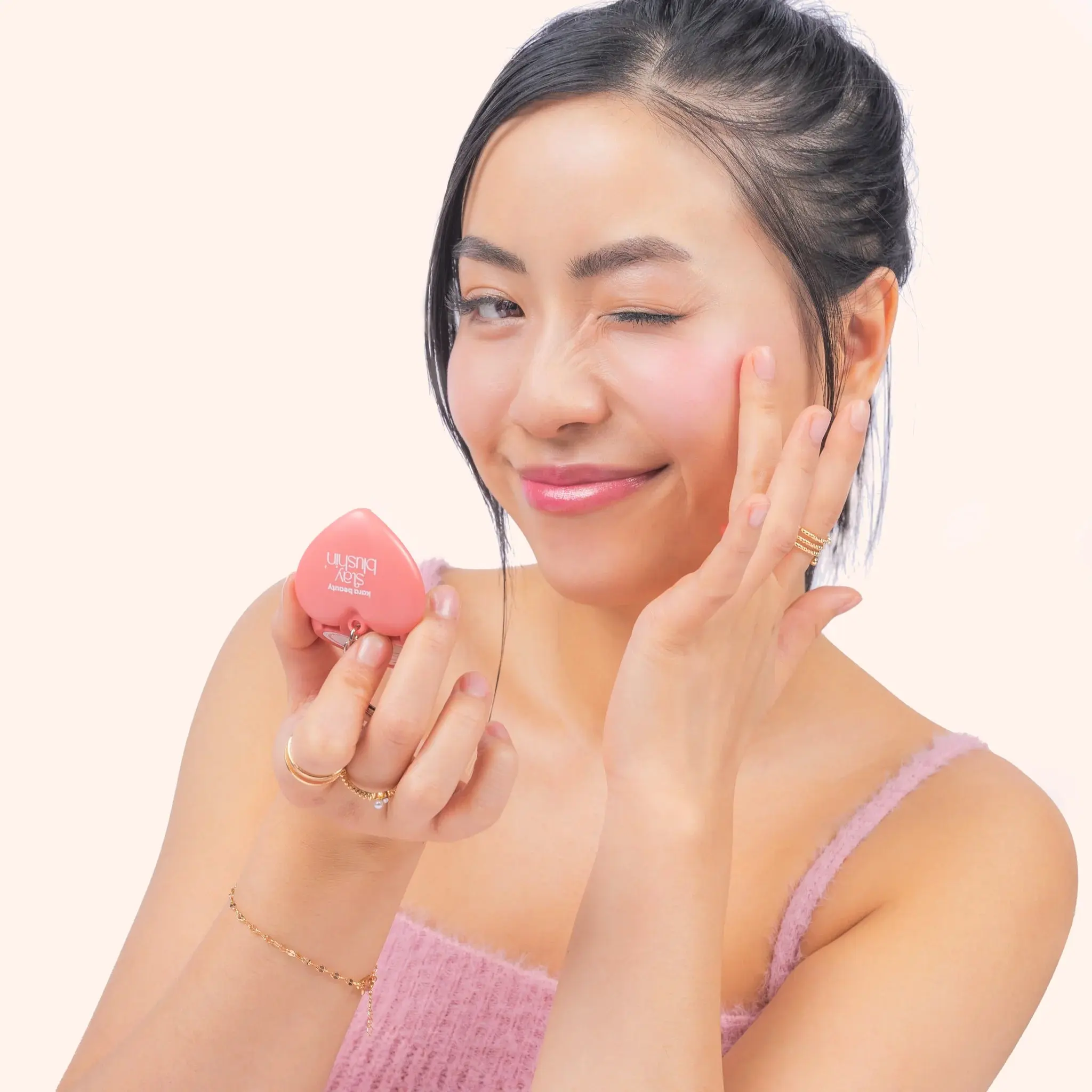 Stay Blushin! Lip and Cheek Cream Blush Keychain Flirty Flush - Image 3