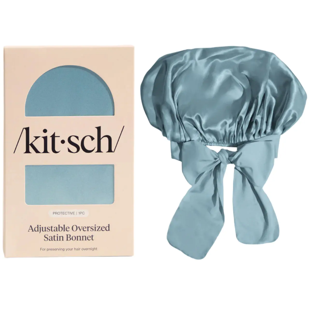 Adjustable Oversized Satin Bonnet Haze Blue