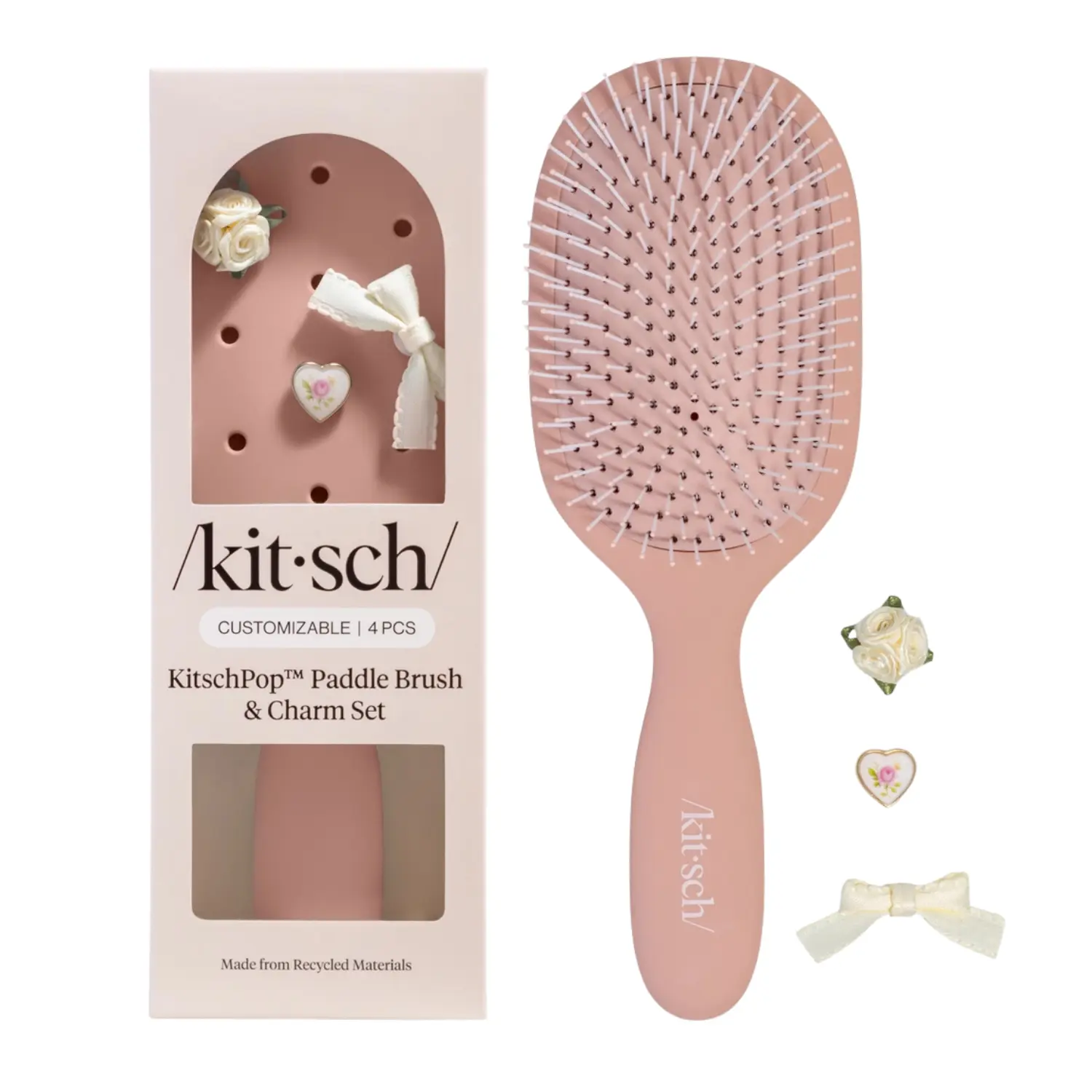 KitschPop Paddle Brush & Charm Set Terracotta