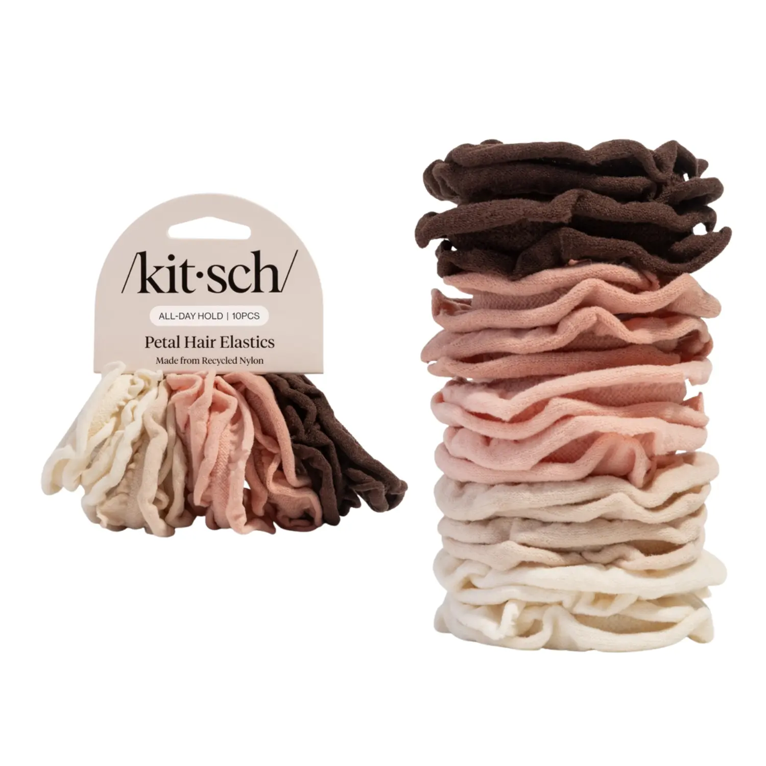 Recycled Fabric Petal Hair Elastics Set Blush