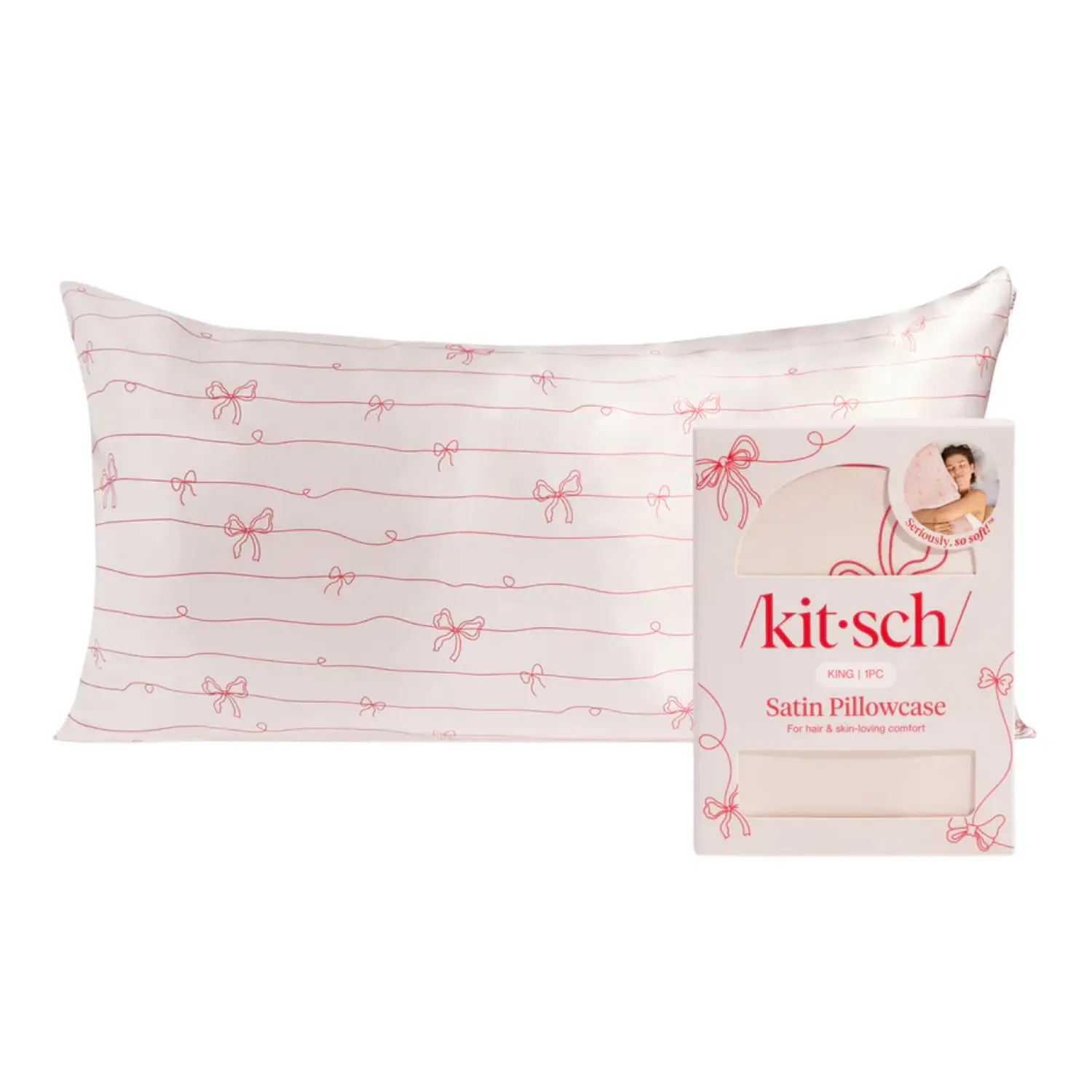 Satin Pillowcase Striped Bows King