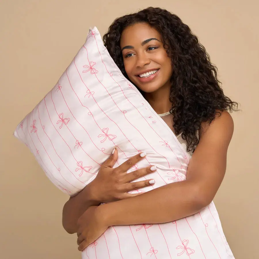 Satin Pillowcase Striped Bows King - Image 2