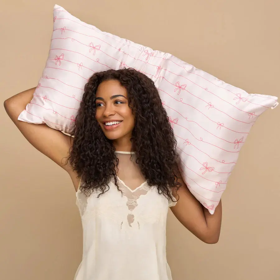 Satin Pillowcase Striped Bows King - Image 4