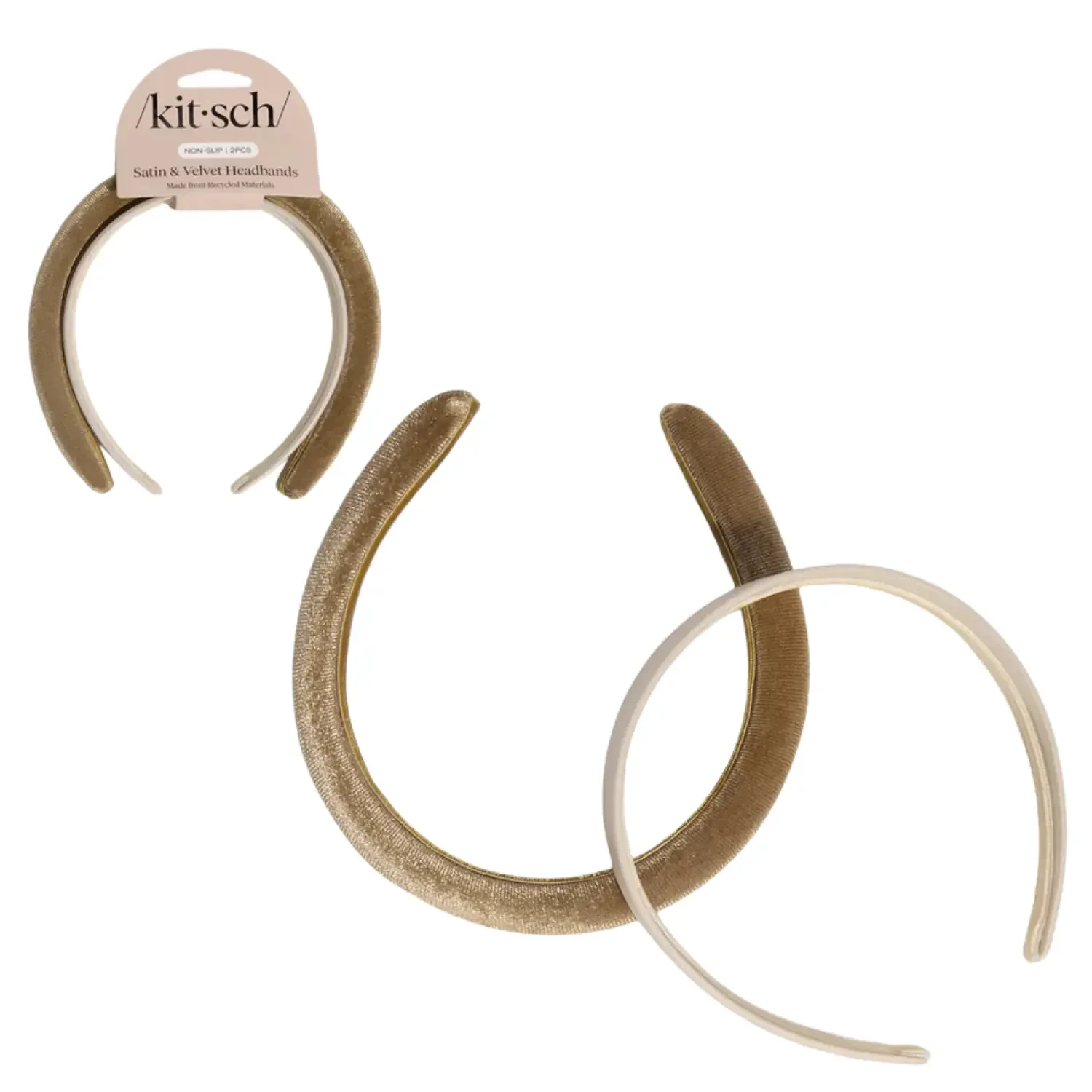 Satin & Velvet Headbands Creme & Caramel
