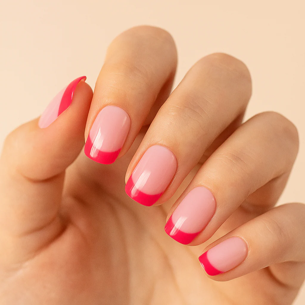 Press On French Nails Hot Pink / Pink - Image 2
