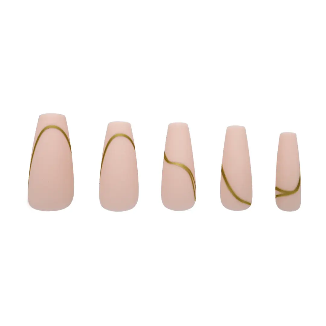 Press On French Nails Nude Goldstrike
