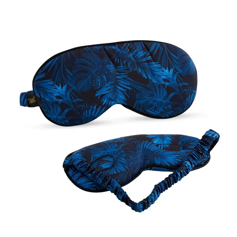 Cloud Padded Satin Sleep Mask Navy Palm