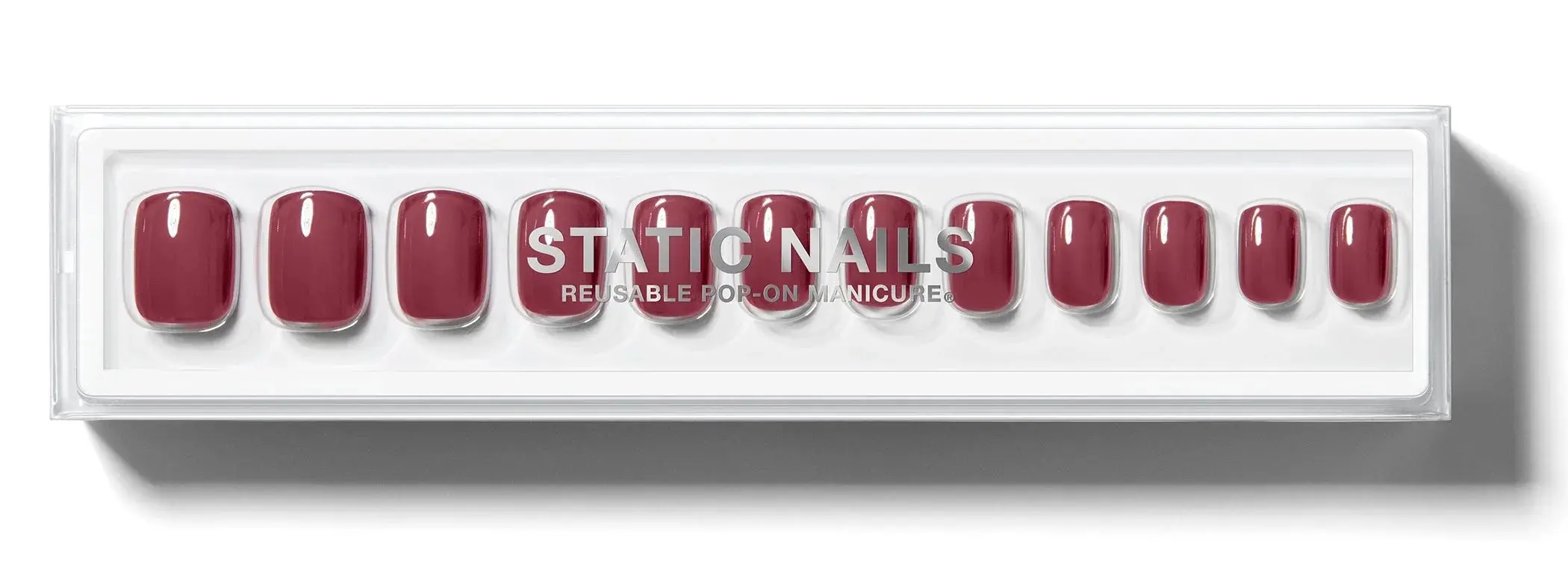 Reusable Pop-On Manicure French Wine Square